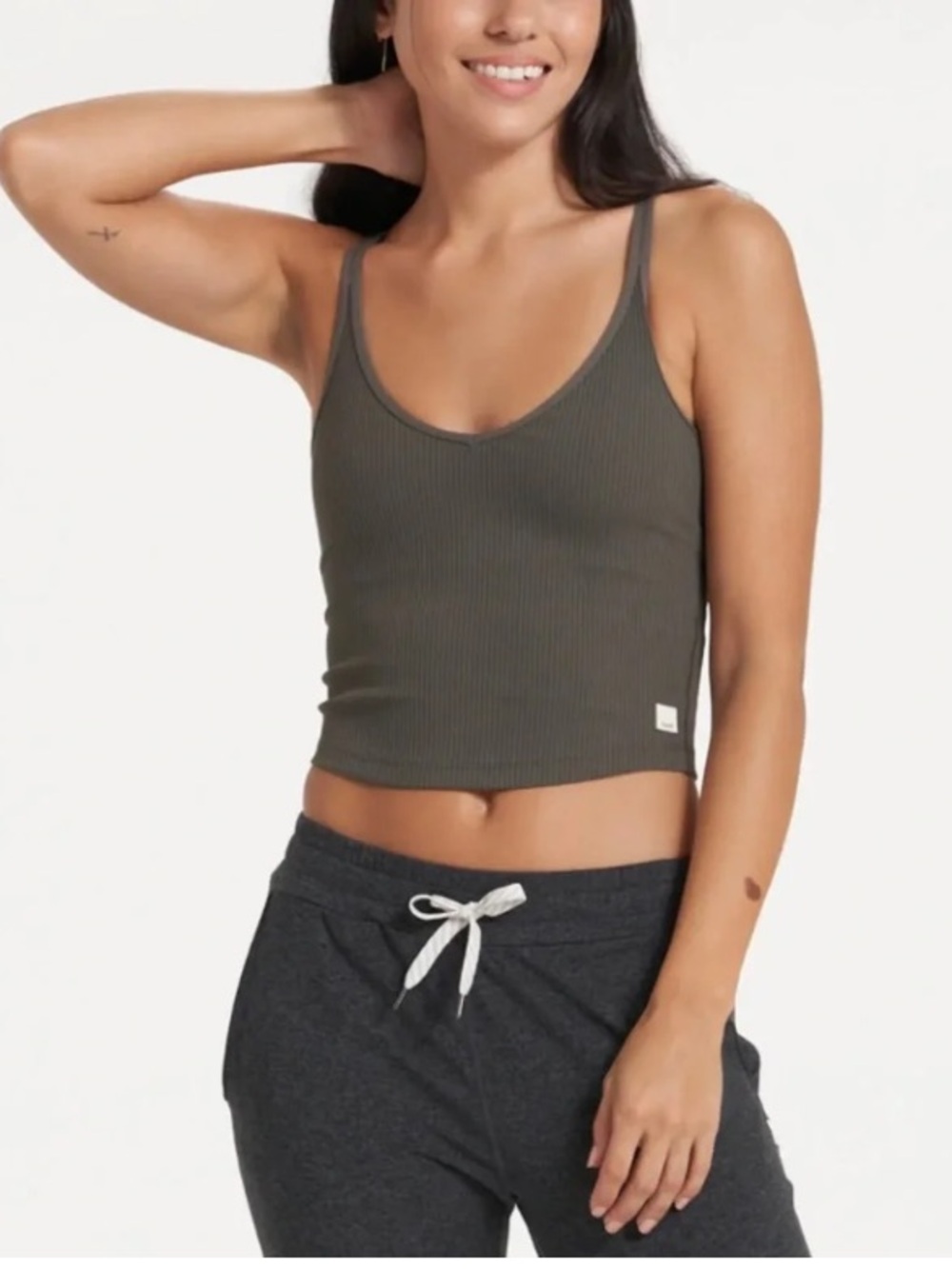 Vuori women’s ribbed crop tank top green size xs